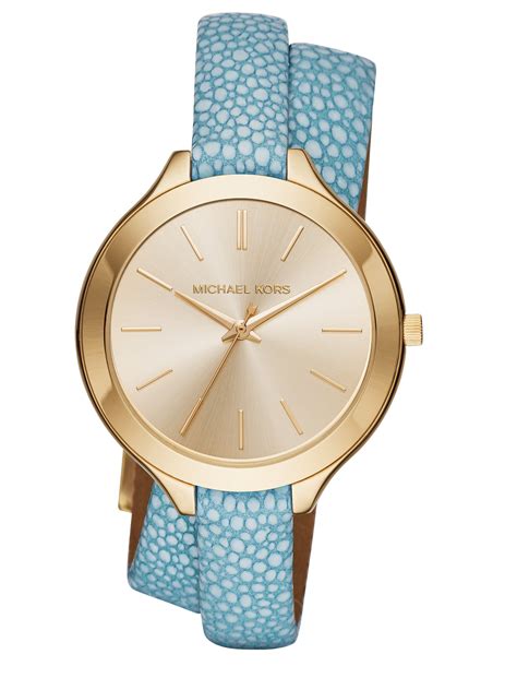 michael kors blue double wrap watch|michael kors blue watch ladies.